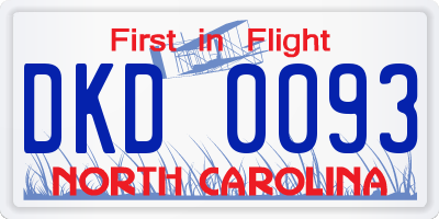NC license plate DKD0093