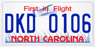 NC license plate DKD0106
