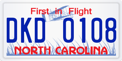 NC license plate DKD0108