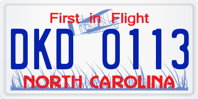 NC license plate DKD0113
