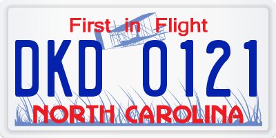 NC license plate DKD0121