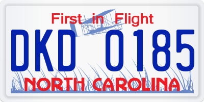NC license plate DKD0185