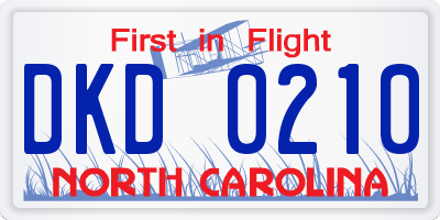 NC license plate DKD0210