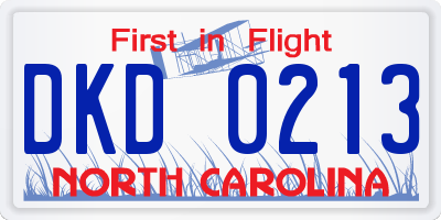 NC license plate DKD0213