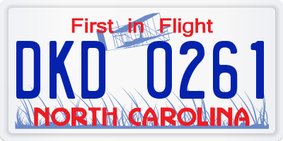 NC license plate DKD0261