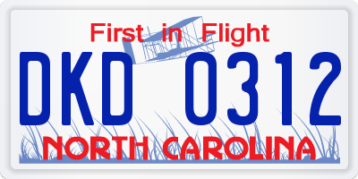NC license plate DKD0312