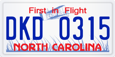 NC license plate DKD0315