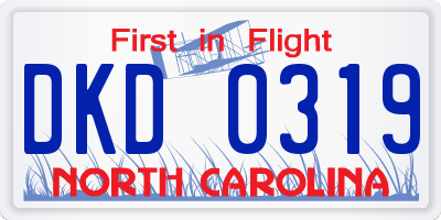 NC license plate DKD0319
