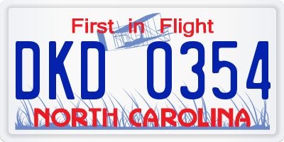 NC license plate DKD0354