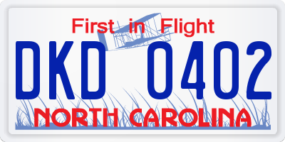 NC license plate DKD0402