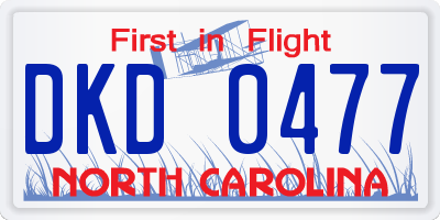 NC license plate DKD0477