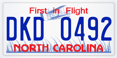 NC license plate DKD0492