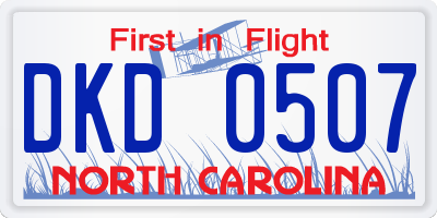 NC license plate DKD0507