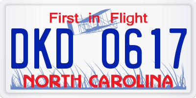 NC license plate DKD0617