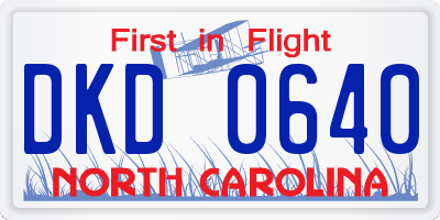 NC license plate DKD0640