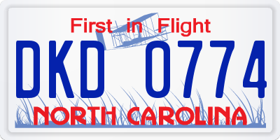 NC license plate DKD0774