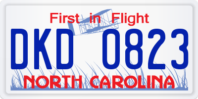 NC license plate DKD0823