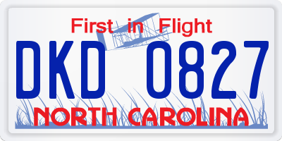 NC license plate DKD0827