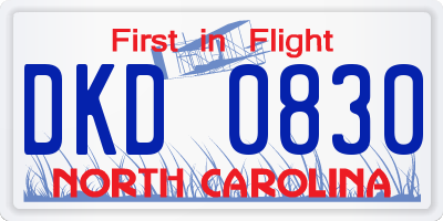 NC license plate DKD0830