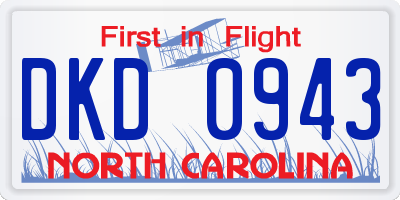 NC license plate DKD0943