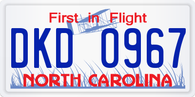 NC license plate DKD0967