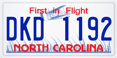 NC license plate DKD1192
