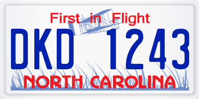 NC license plate DKD1243