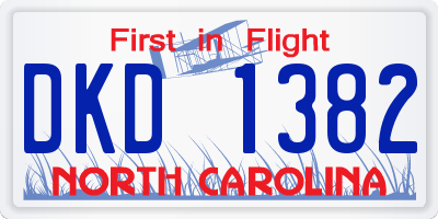 NC license plate DKD1382