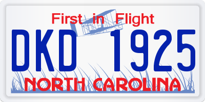 NC license plate DKD1925