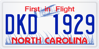 NC license plate DKD1929