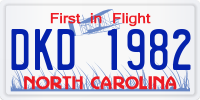 NC license plate DKD1982