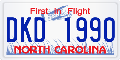 NC license plate DKD1990