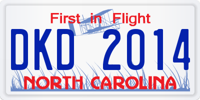 NC license plate DKD2014