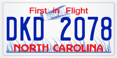 NC license plate DKD2078