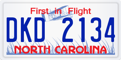 NC license plate DKD2134