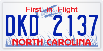NC license plate DKD2137