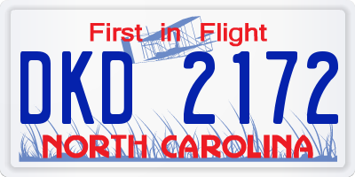 NC license plate DKD2172