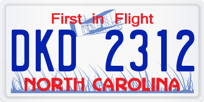NC license plate DKD2312