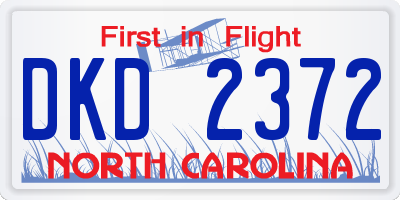 NC license plate DKD2372