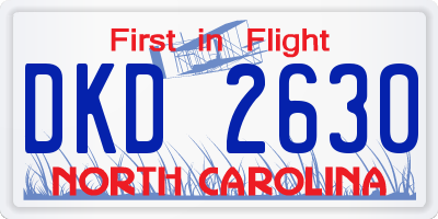 NC license plate DKD2630