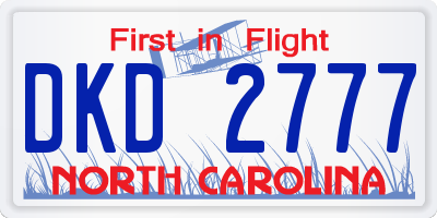 NC license plate DKD2777