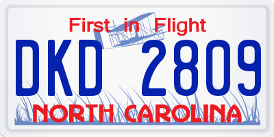 NC license plate DKD2809