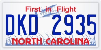NC license plate DKD2935