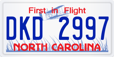 NC license plate DKD2997