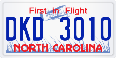 NC license plate DKD3010