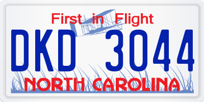 NC license plate DKD3044