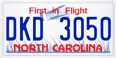 NC license plate DKD3050