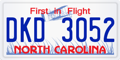 NC license plate DKD3052