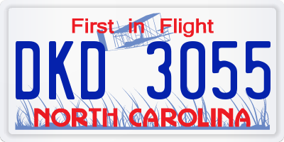 NC license plate DKD3055