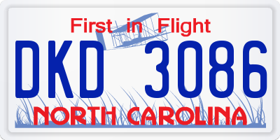 NC license plate DKD3086
